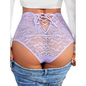 Women Purpel Underwear Invisible Seamless Hipster Lace Underwear Full Coverage